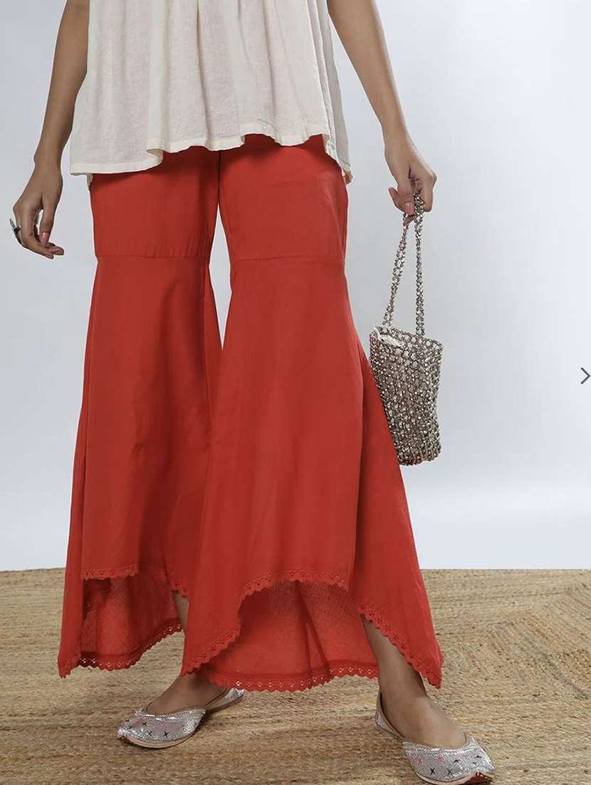 women red solid mid rise sharara