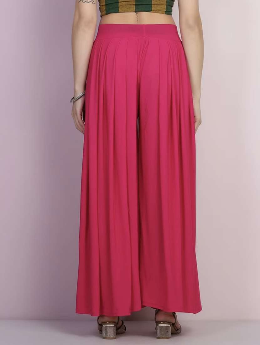 women solid mid rise flared palazzo - 21967061 -  Standard Image - 2