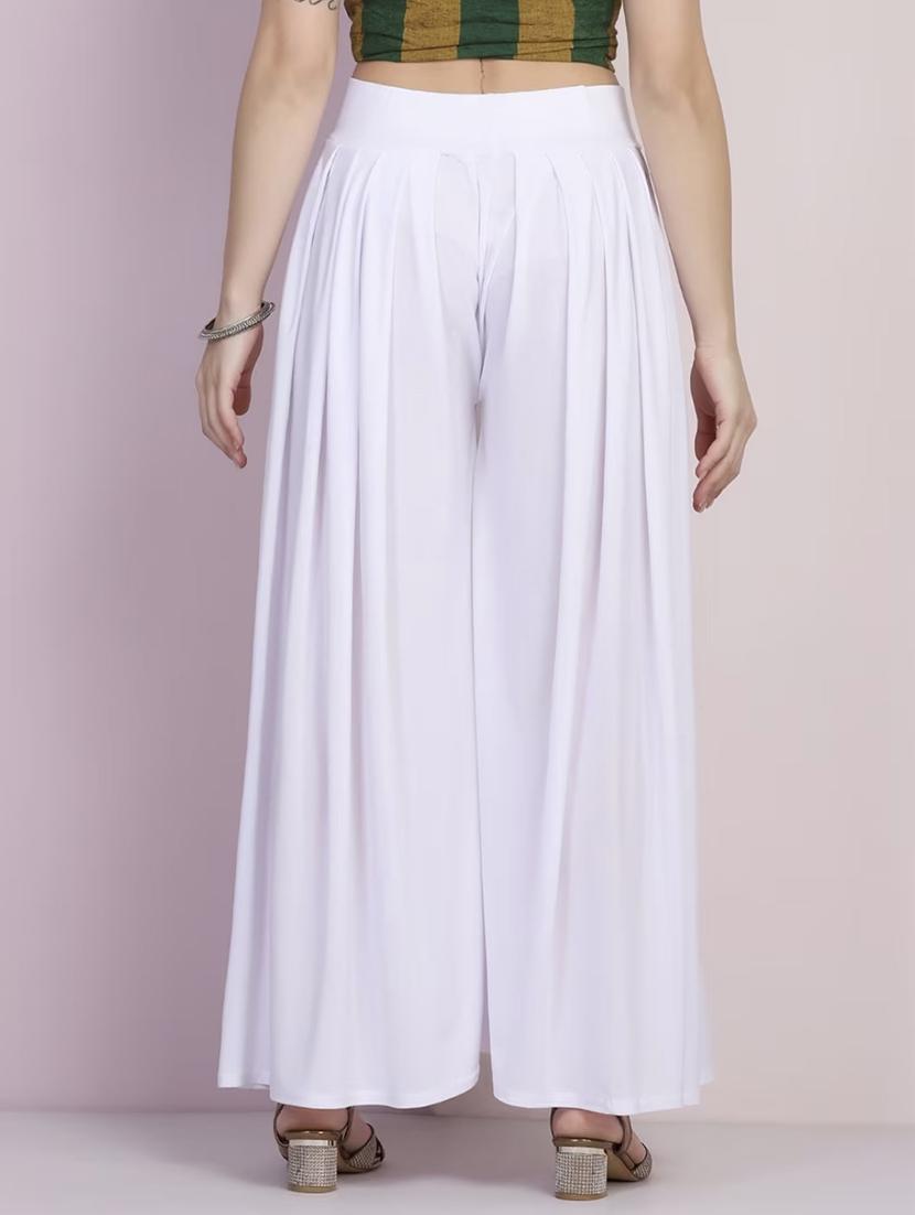 women solid mid rise flared palazzo - 21967063 - Standard Image - 2