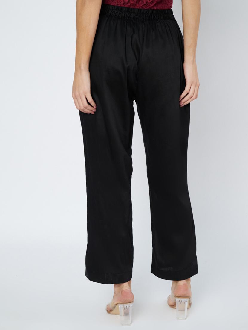 women black solid mid rise straight trouser - 21967065 - Standard Image - 2