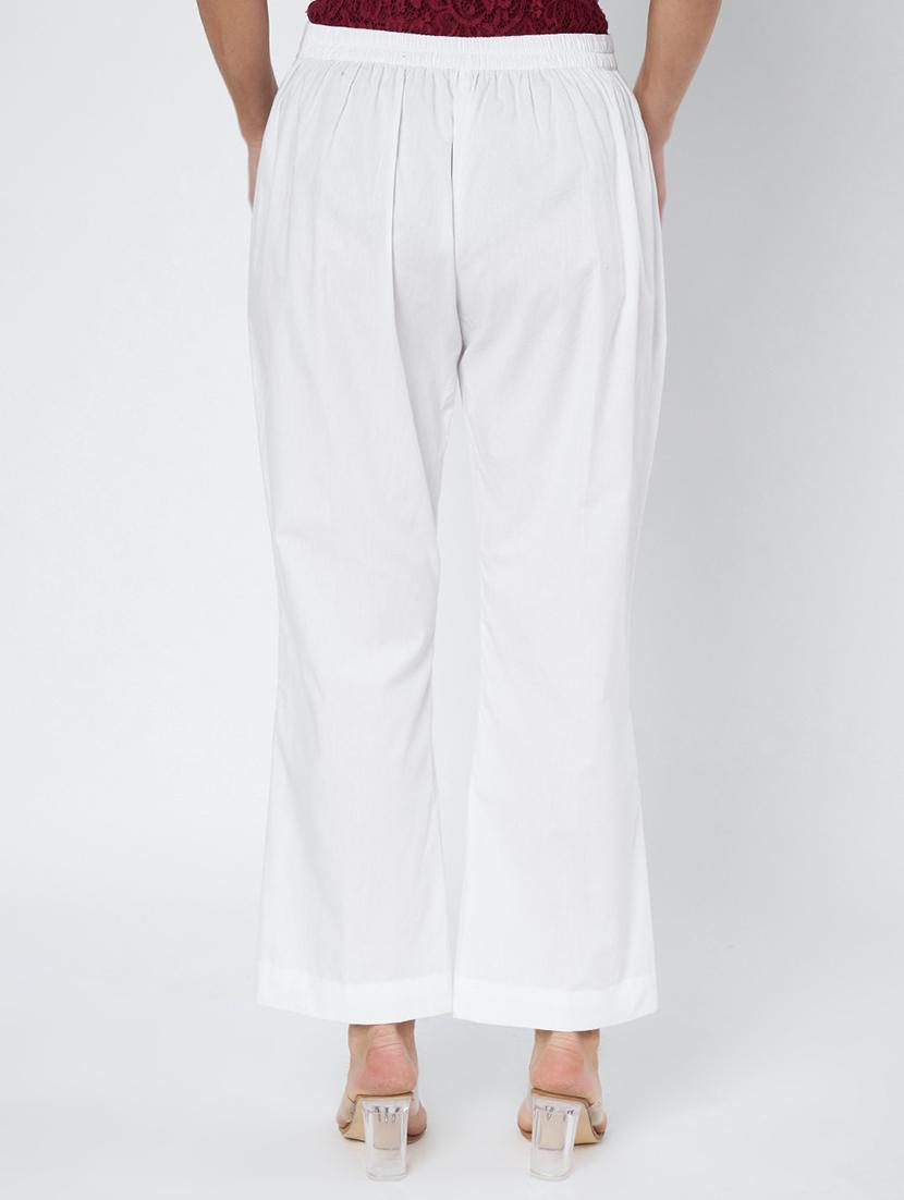 women white solid mid rise straight trouser - 21967067 - Standard Image - 2
