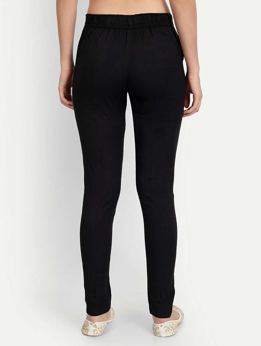 women solid slim fit cigarette trouser - 21967082 -  Standard Image - 2
