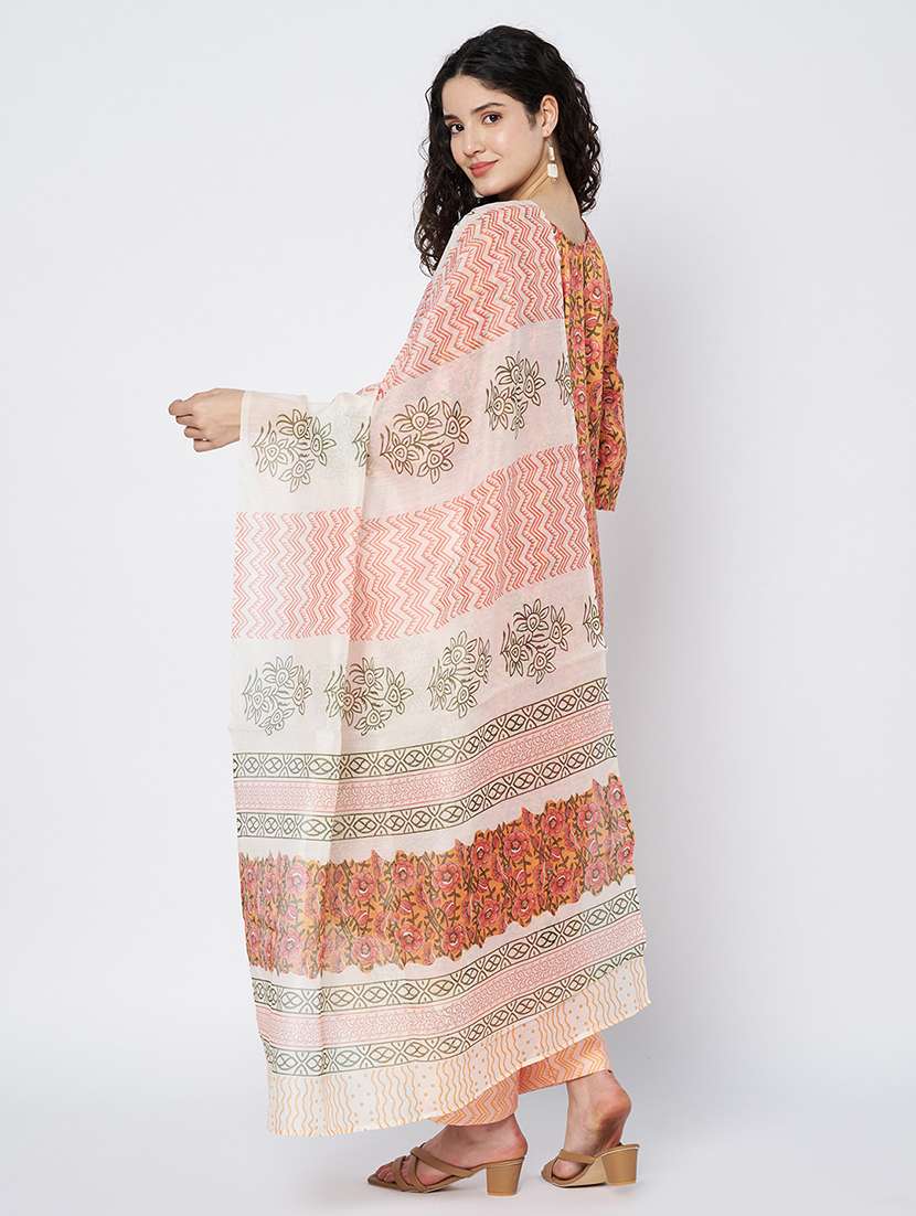 women three quarter sleeve kurta pant with dupatta set - 21967104 -  Standard Image - 2