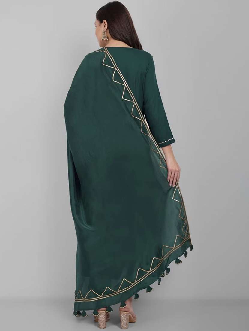 women three quarter sleeve anarkali kurta pant with dupatta set - 21967108 -  Standard Image - 2