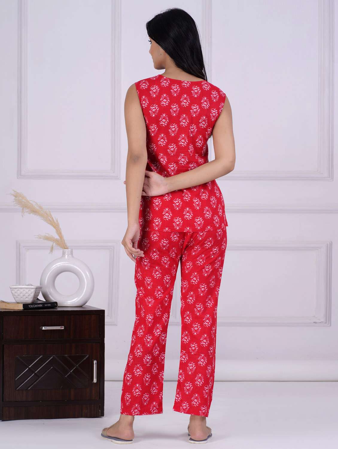 women printed sleeveless nightwear pyjama set - 21967146 - Standard Image - 2