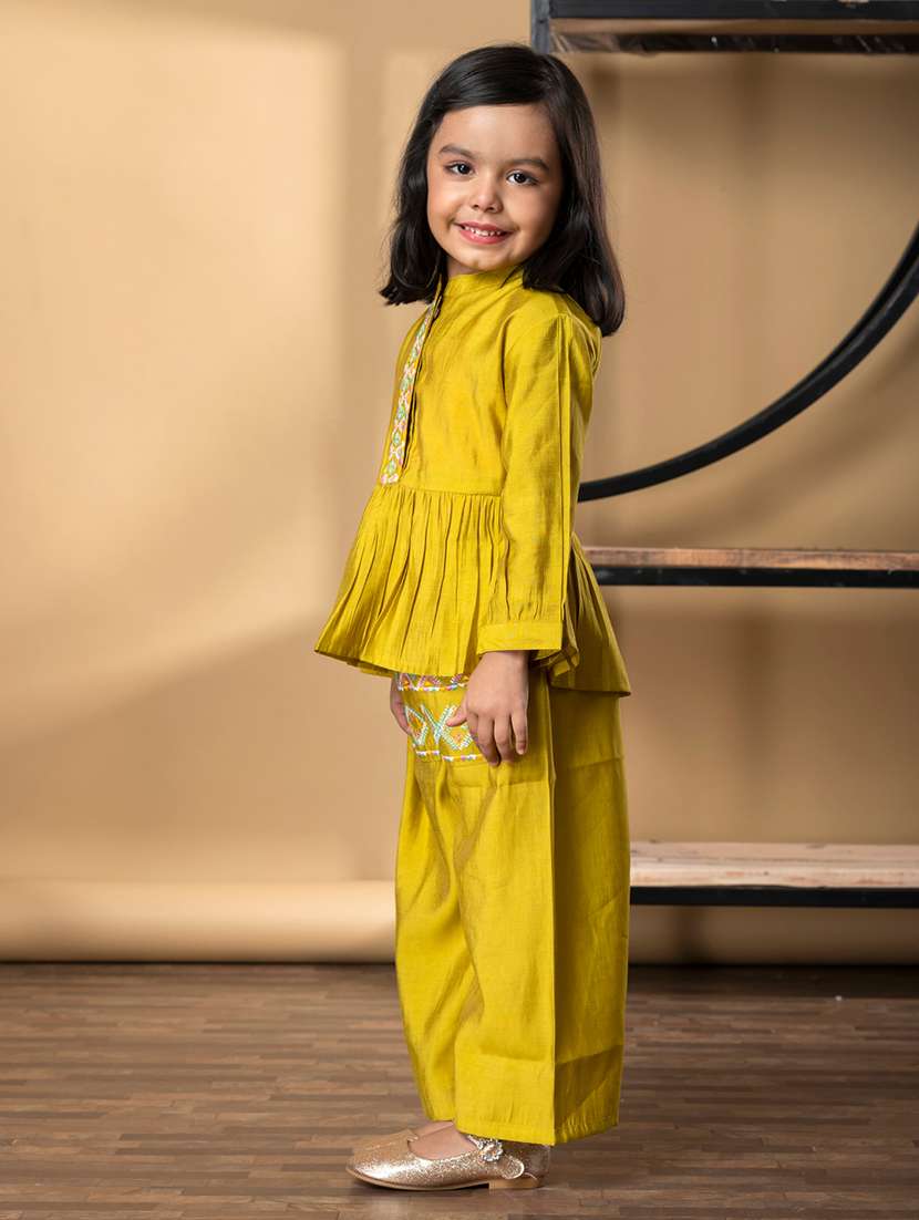 girls embroidered long sleeve kurta and palazzo set - 21967200 -  Standard Image - 2