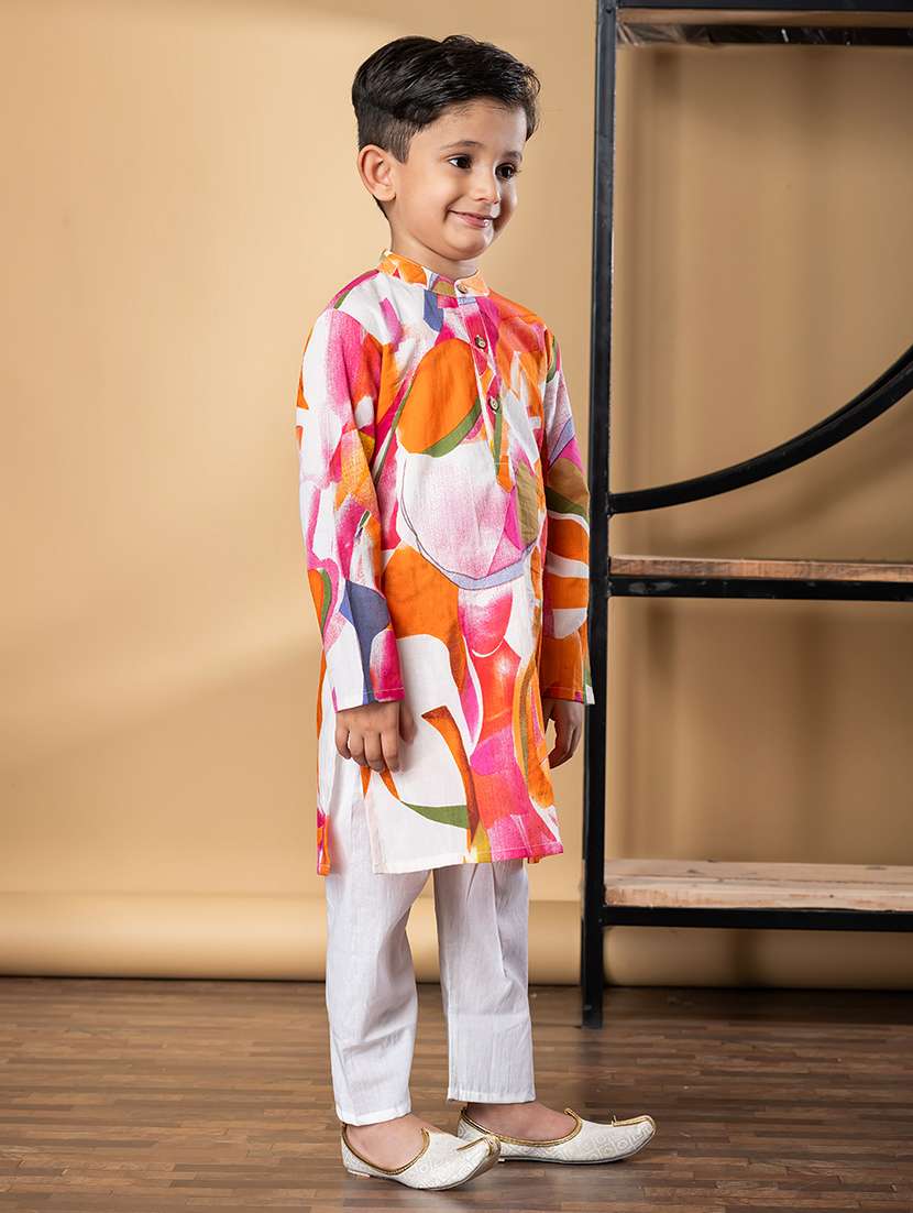 boys printed long sleeve kurta & pyjama set - 21967221 -  Standard Image - 2