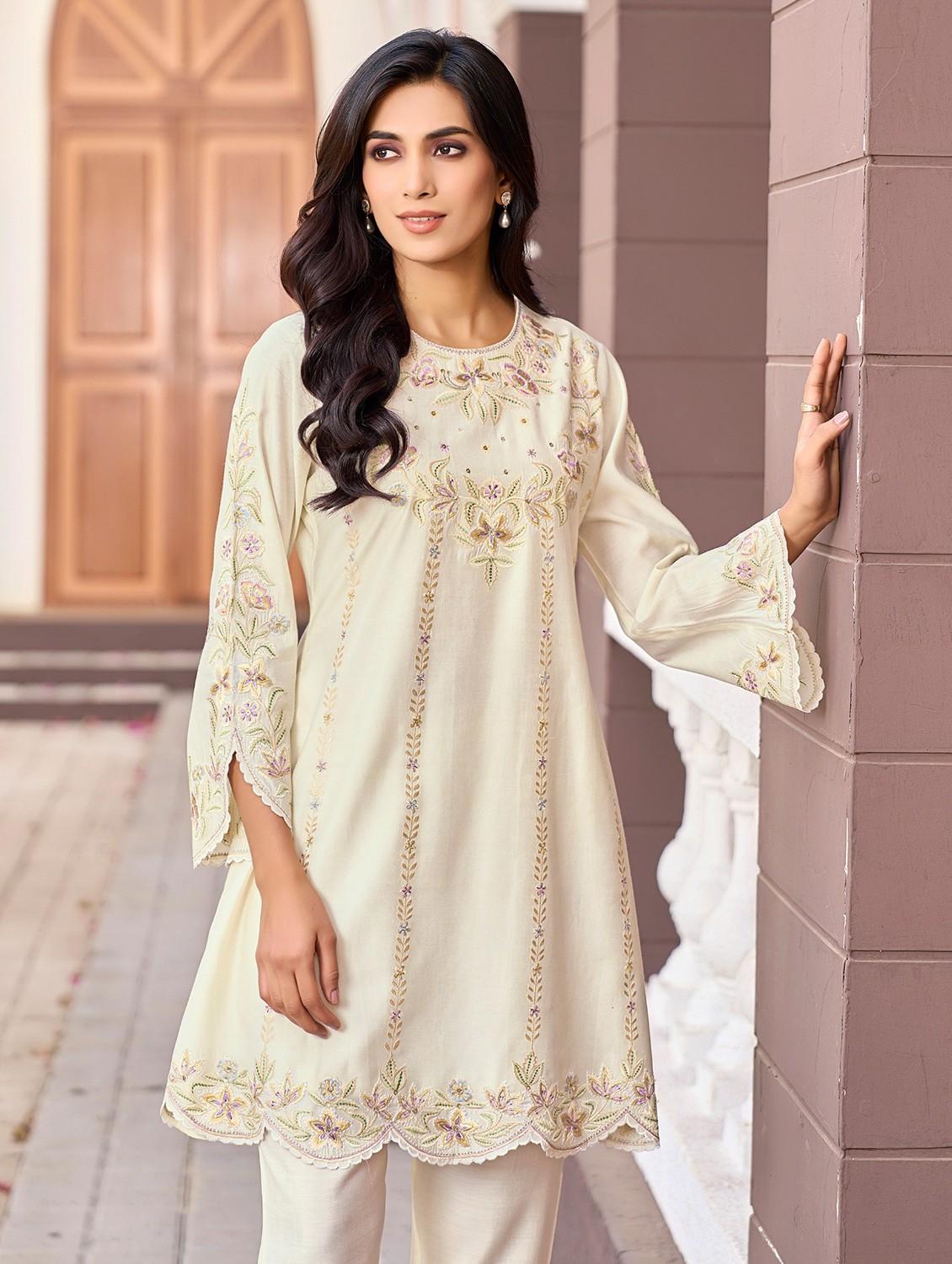 women embroidered long sleeve ethnic co-ord set - 21967257 - Standard Image - 2
