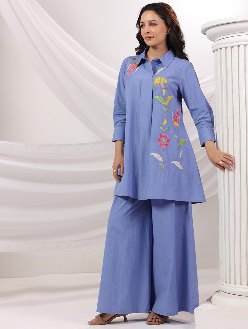 women embroidered long sleeve ethnic co-ord set - 21967269 - Standard Image - 2
