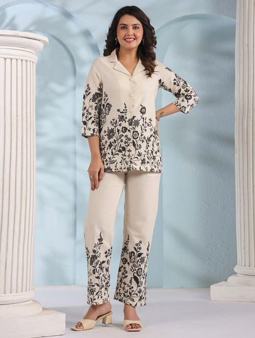 women floral three quarter sleeve ethnic co-ord set - 21967288 - Standard Image - 0