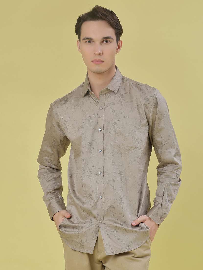 men printed long sleeve regular fit casual shirt