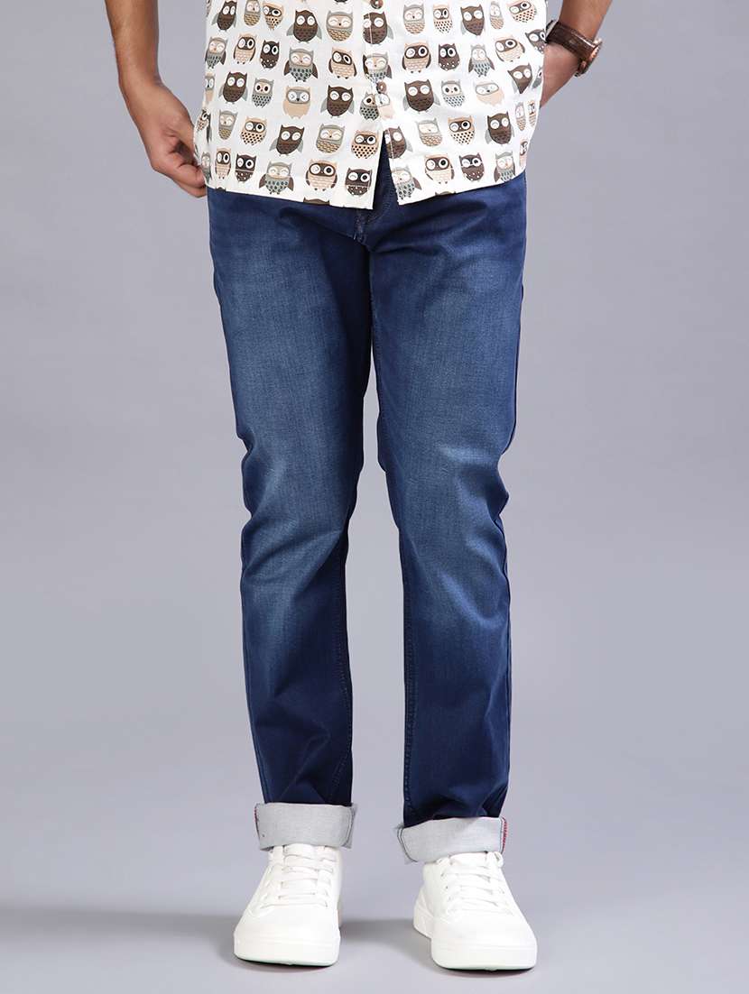 men solid mid rise slim fit jeans