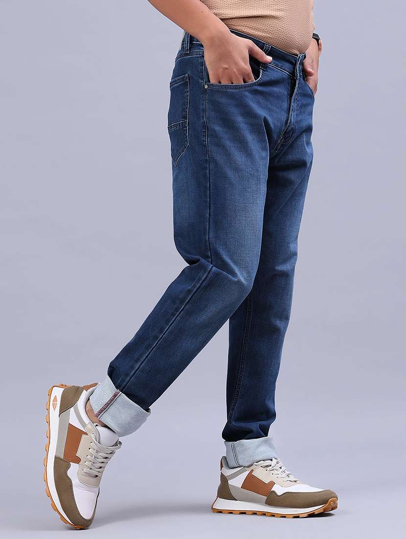 men solid mid rise tapered fit jeans - 21967843 -  Standard Image - 2