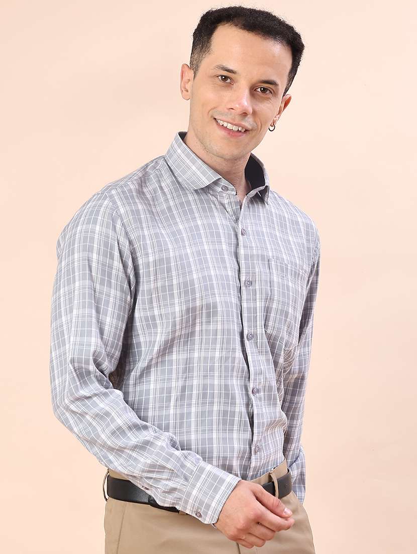men checkered collared long sleeve shirt - 21967913 -  Standard Image - 2