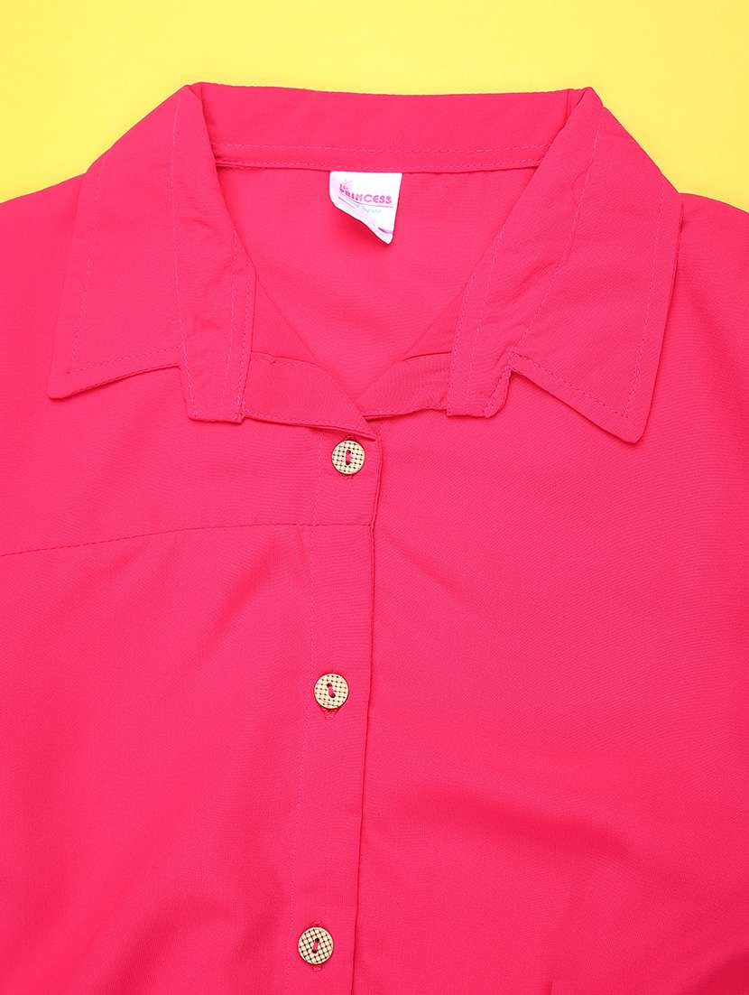 girls solid collared puff sleeve top - 21967931 -  Standard Image - 2