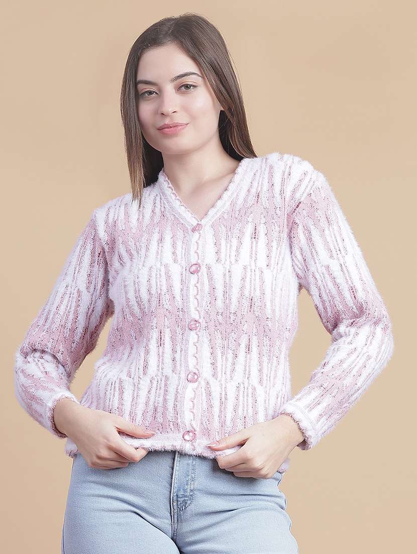 women self design long sleeve cardigan - 21967961 - Standard Image - 2