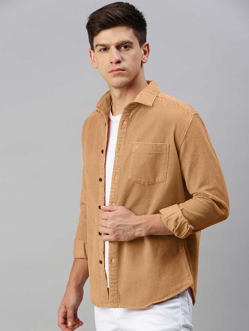 men solid collared long sleeve shacket - 21968024 - Standard Image - 2