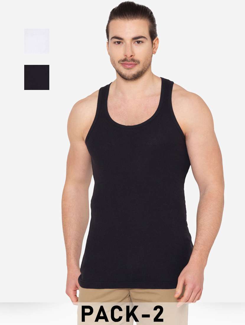 men pack of 2 solid scoop neck vest