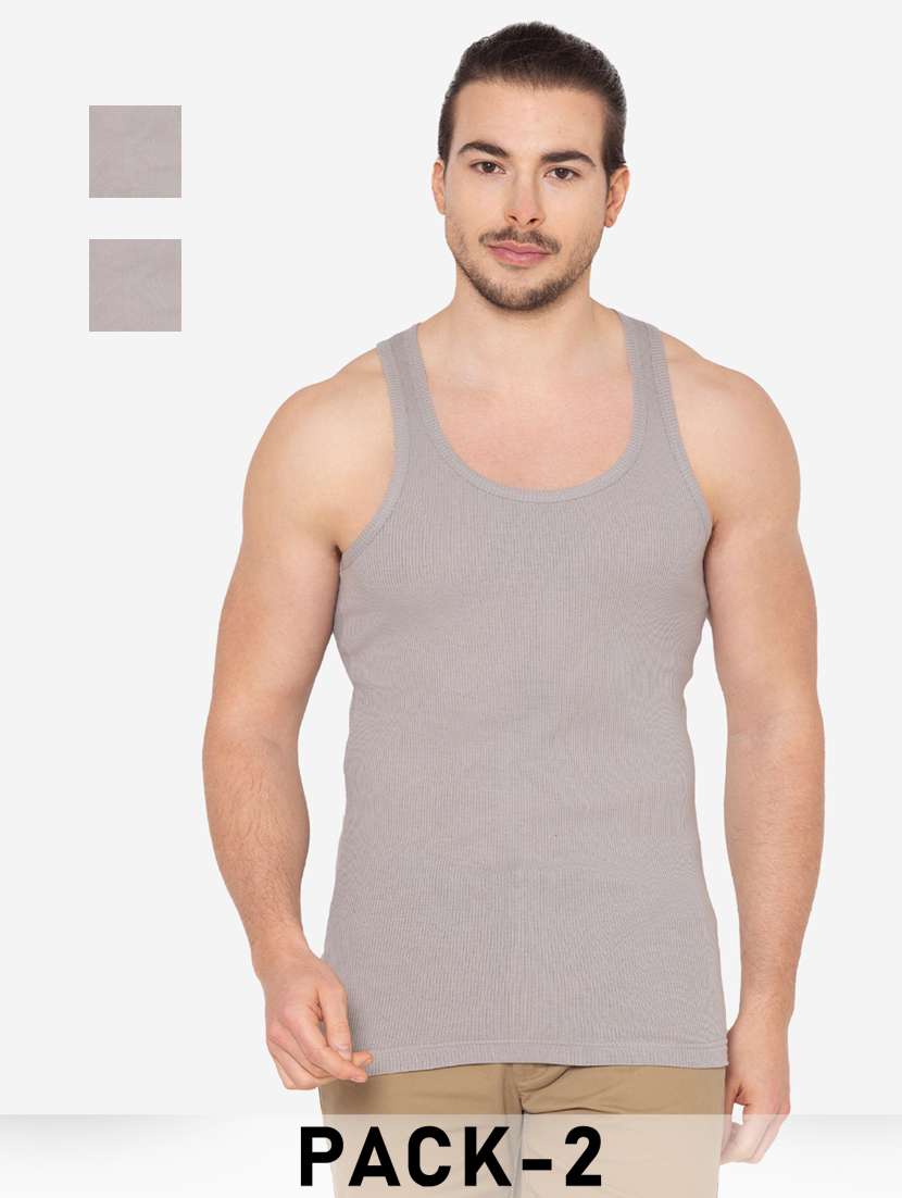men pack of 2 solid scoop neck vest
