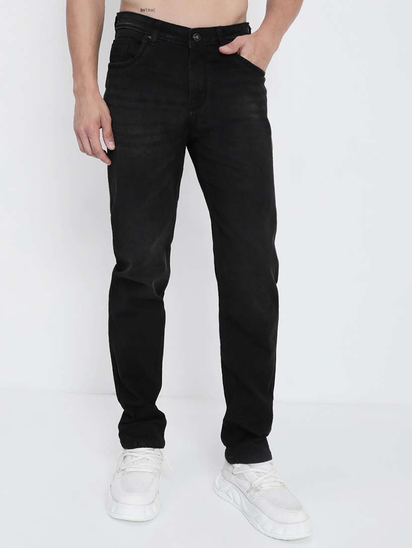 men solid mid rise slim fit jean