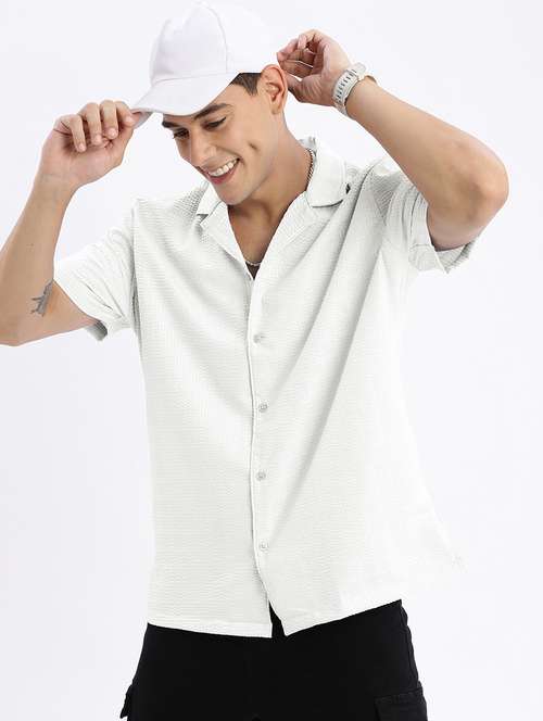 men solid short sleeve regular fit casual shirt - 21968079 -  Standard Image - 0