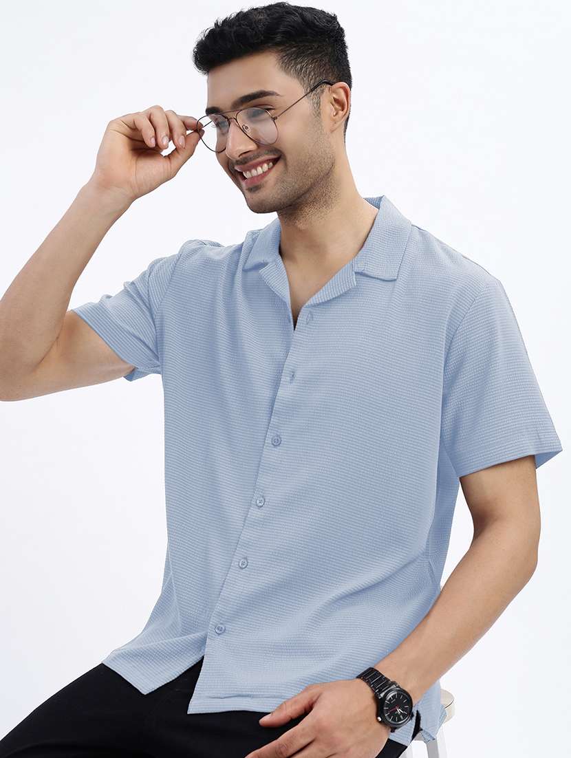 men solid short sleeve regular fit casual shirt