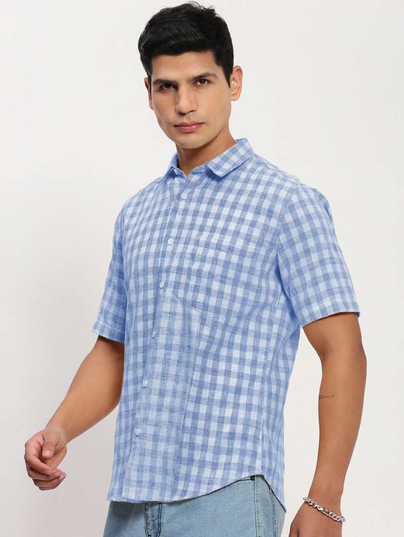 men checkered short sleeve regular fit casual shirt - 21968083 -  Standard Image - 2