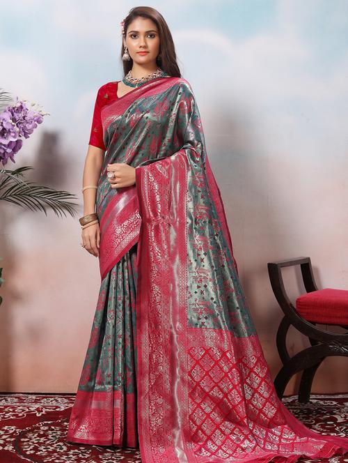 women self design banarasi saree with blouse - 21968096 - Standard Image - 0