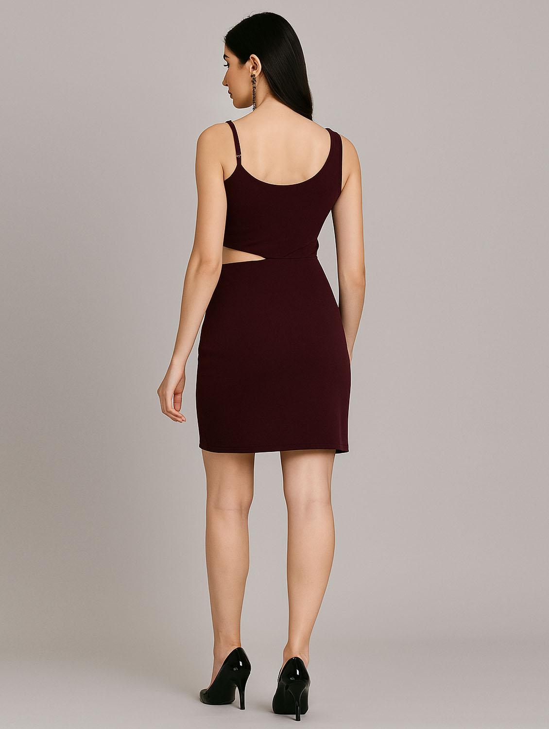 women solid shoulder strap bodycon dress - 21968121 - Standard Image - 2