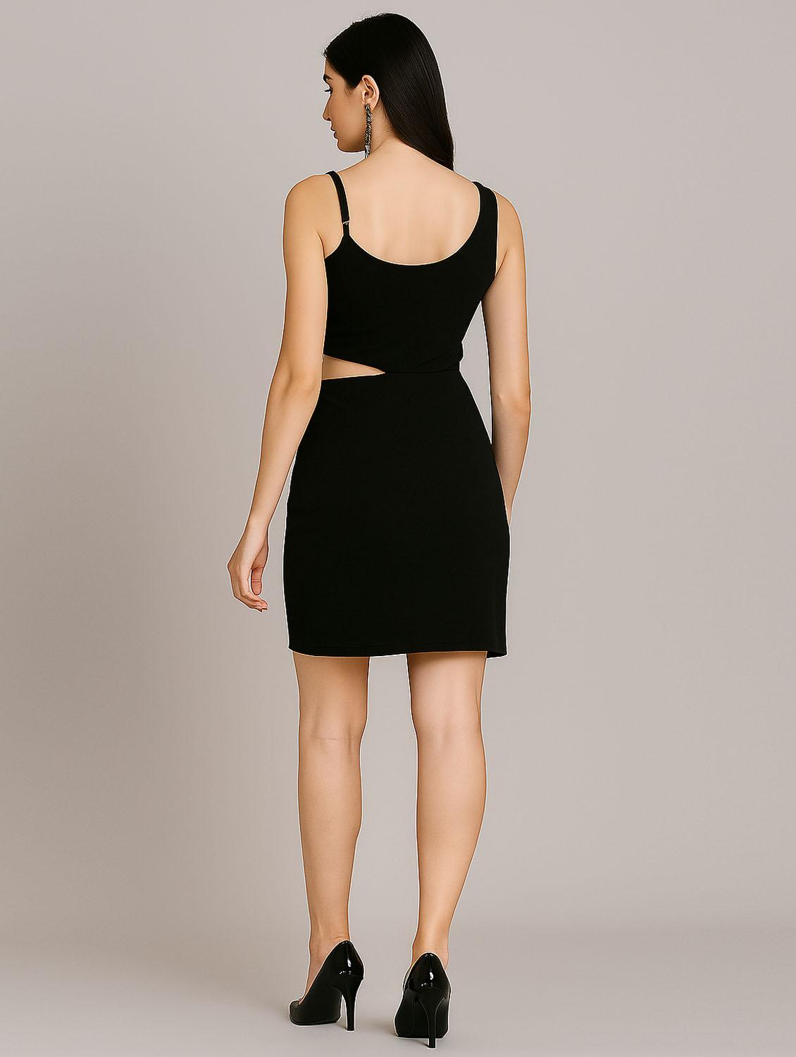 women black solid shoulder strap bodycon dress - 21968122 - Standard Image - 2