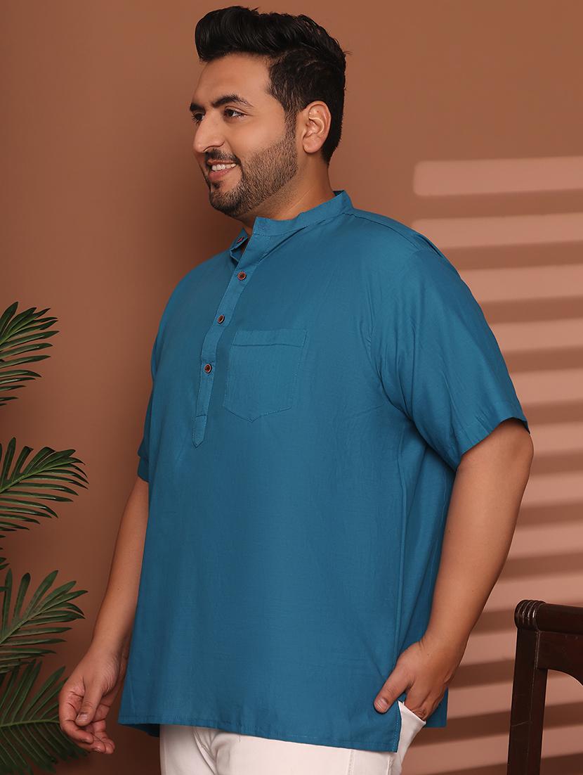 men solid mandarin neck short kurta - 21968143 - Standard Image - 2