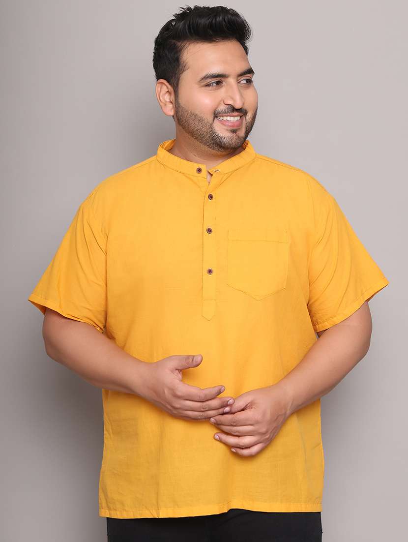 men solid mandarin neck short kurta