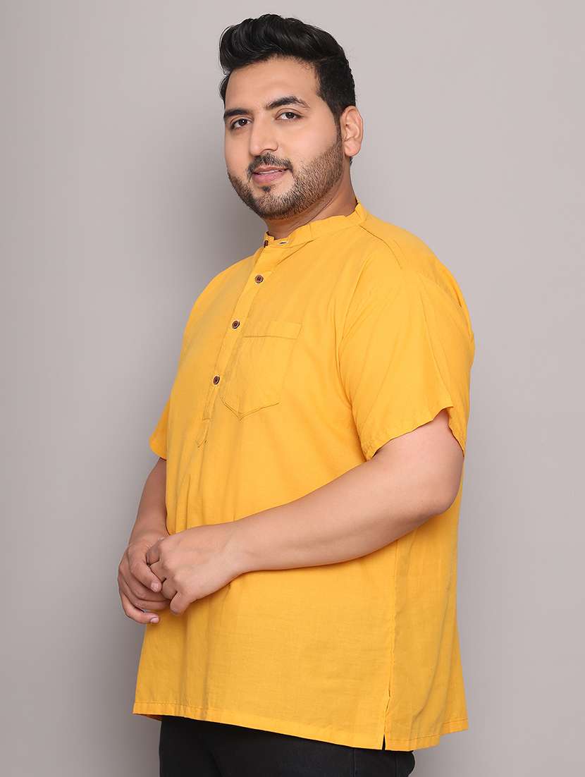 men solid mandarin neck short kurta - 21968147 -  Standard Image - 2