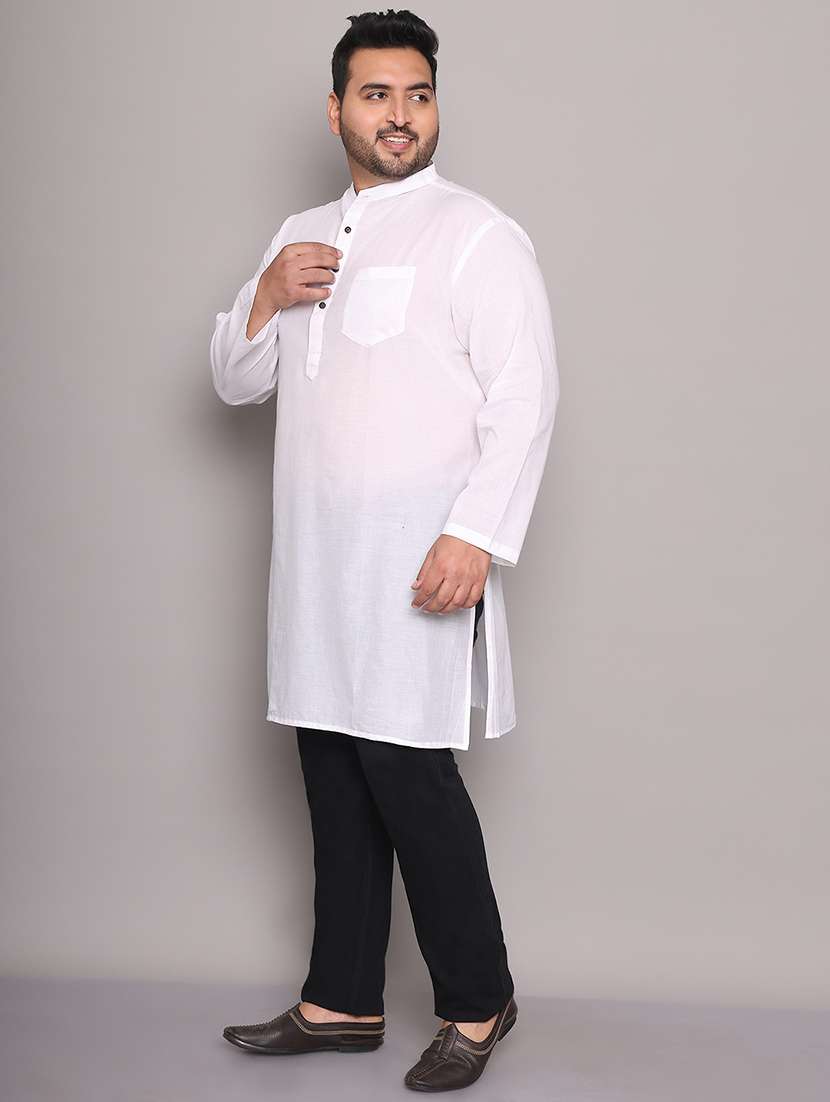 men solid mandarin neck long kurta - 21968150 -  Standard Image - 2