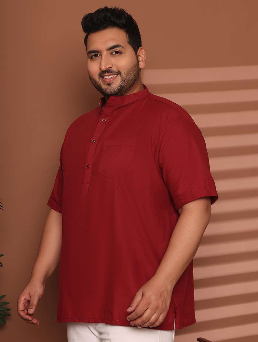men solid mandarin neck short kurta - 21968155 -  Standard Image - 2