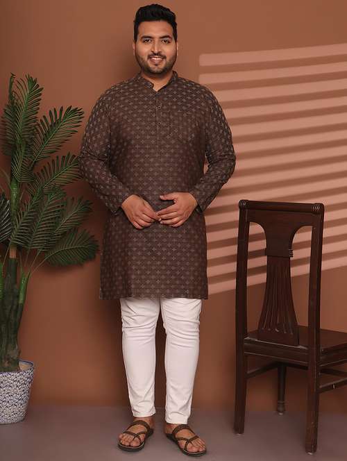 men self design mandarin neck long kurta - 21968156 -  Standard Image - 0
