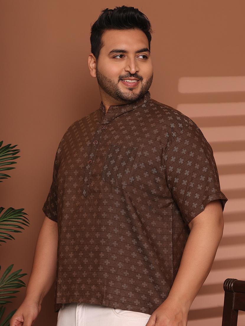 men self design mandarin neck short kurta - 21968157 - Standard Image - 2