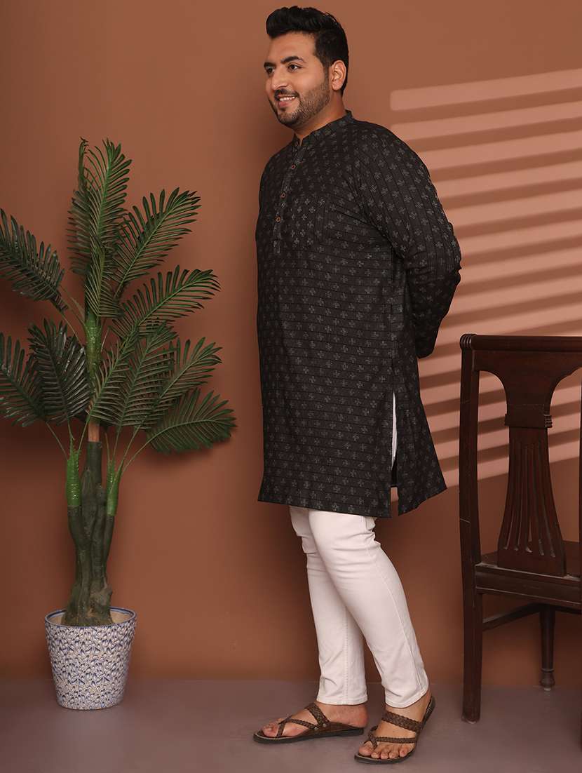 men self design mandarin neck long kurta - 21968158 -  Standard Image - 2