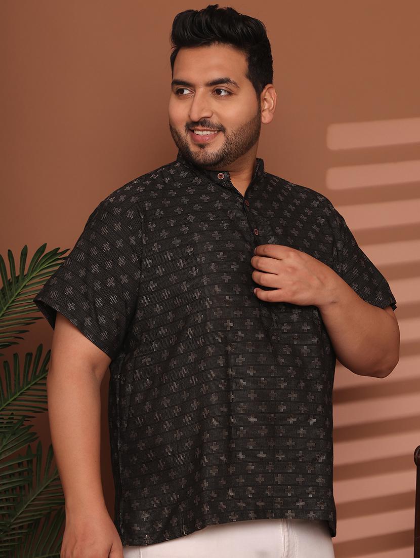men self design mandarin neck short kurta - 21968159 - Standard Image - 2