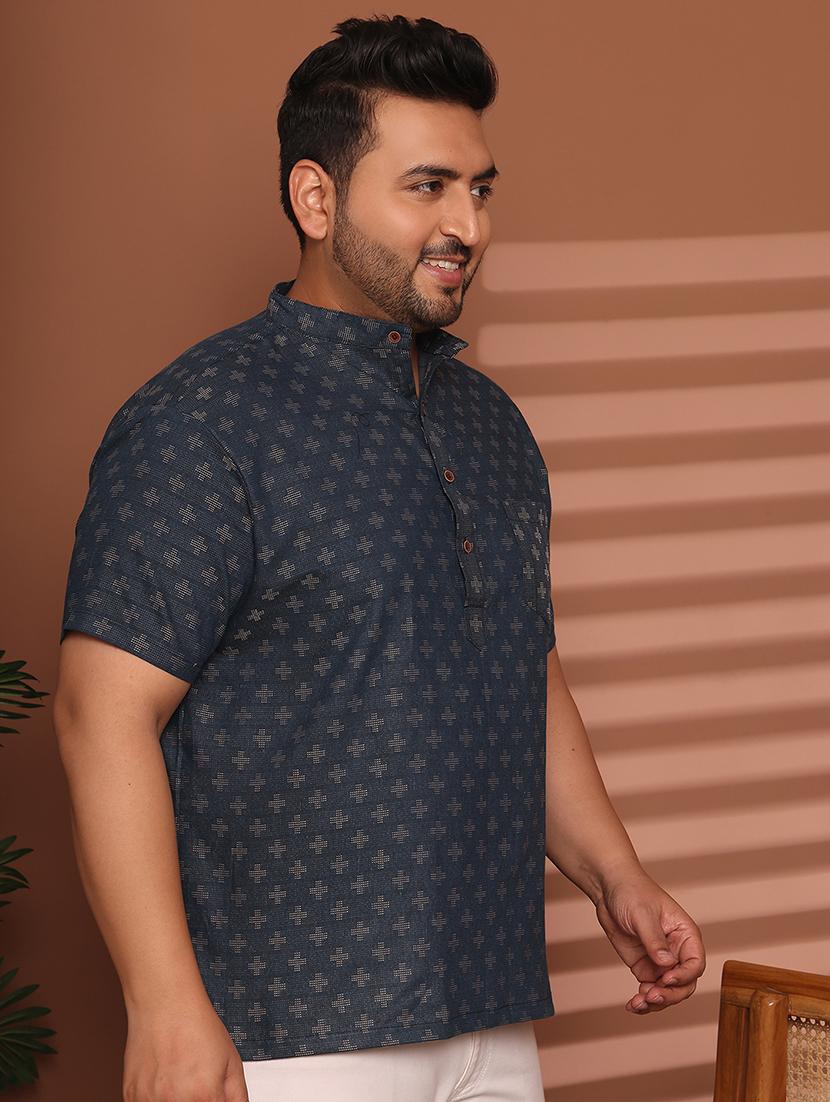 men self design mandarin neck short kurta - 21968163 - Standard Image - 2