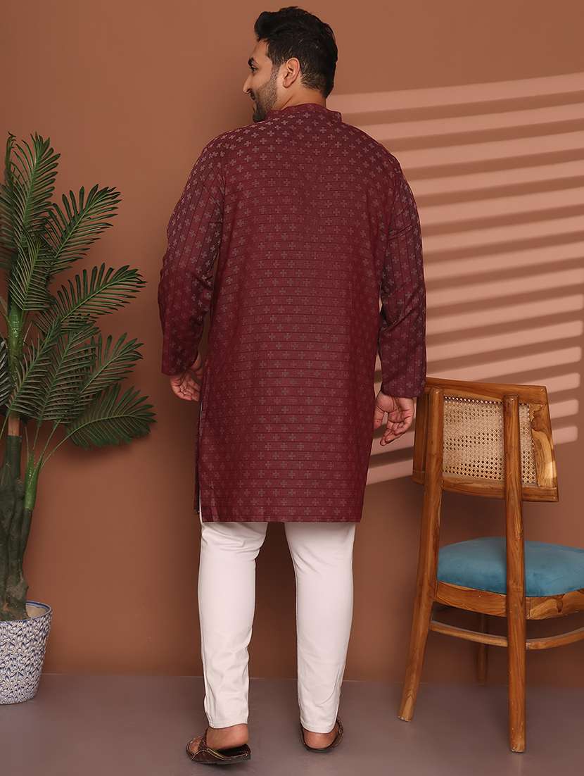 men self design mandarin neck long kurta - 21968164 -  Standard Image - 2