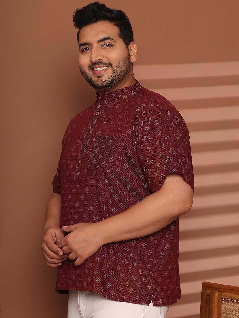 men self design mandarin neck short kurta - 21968165 - Standard Image - 2