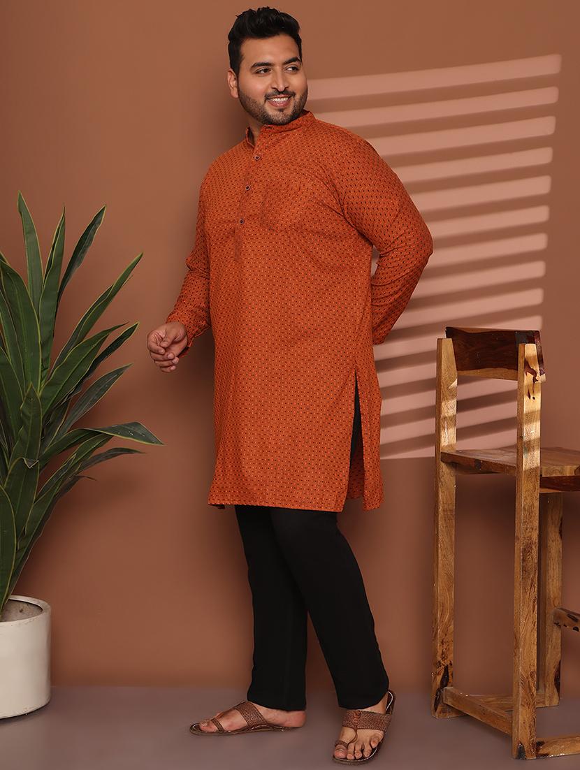men self design mandarin neck long kurta - 21968178 - Standard Image - 2