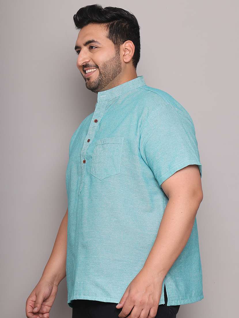 men solid mandarin neck short kurta - 21968189 -  Standard Image - 2