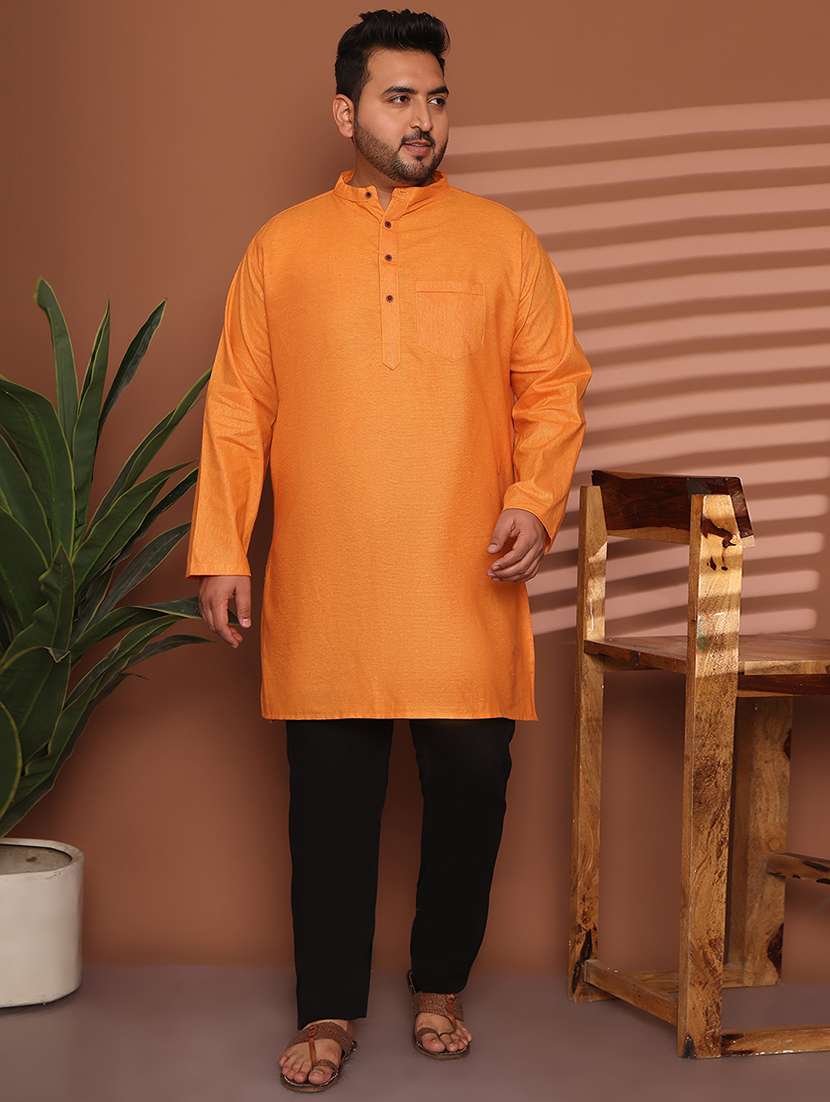 men solid mandarin neck long kurta - 21968190 - Zoom Image - 0