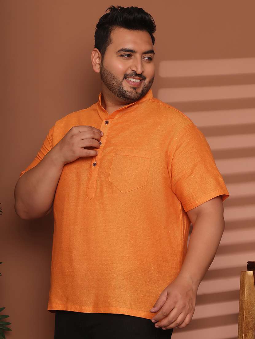 men solid mandarin neck short kurta - 21968191 -  Standard Image - 2
