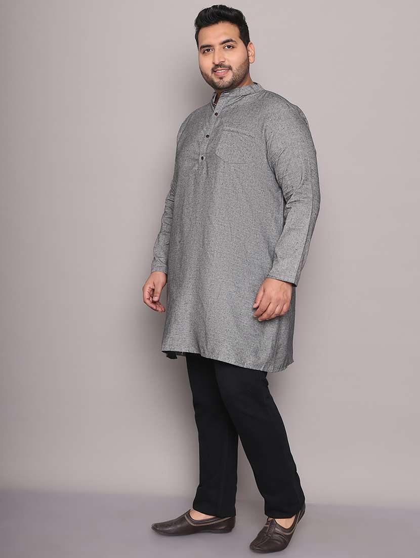 men solid mandarin neck long kurta - 21968194 -  Standard Image - 2