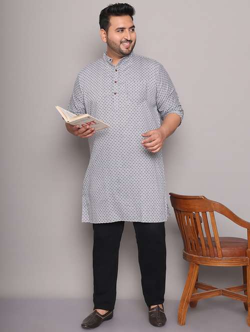 men self design mandarin neck long kurta - 21968196 - Standard Image - 0