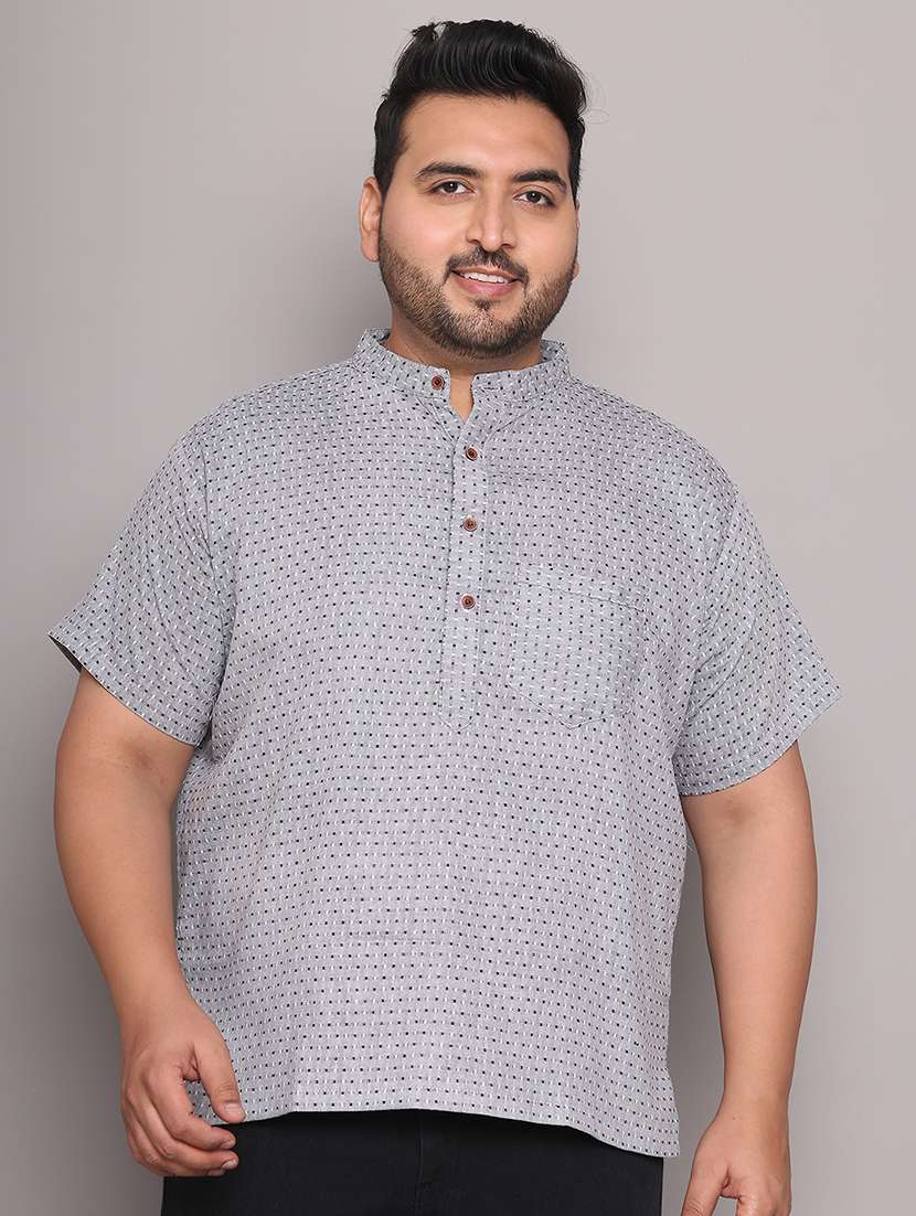 men self design mandarin neck short kurta