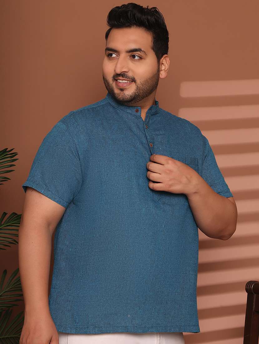 men solid mandarin neck short kurta - 21968199 -  Standard Image - 2